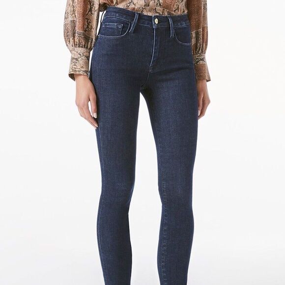 Frame Denim Le One Skinny Jeans Dark Wash Sz 2 - Picture 1 of 7